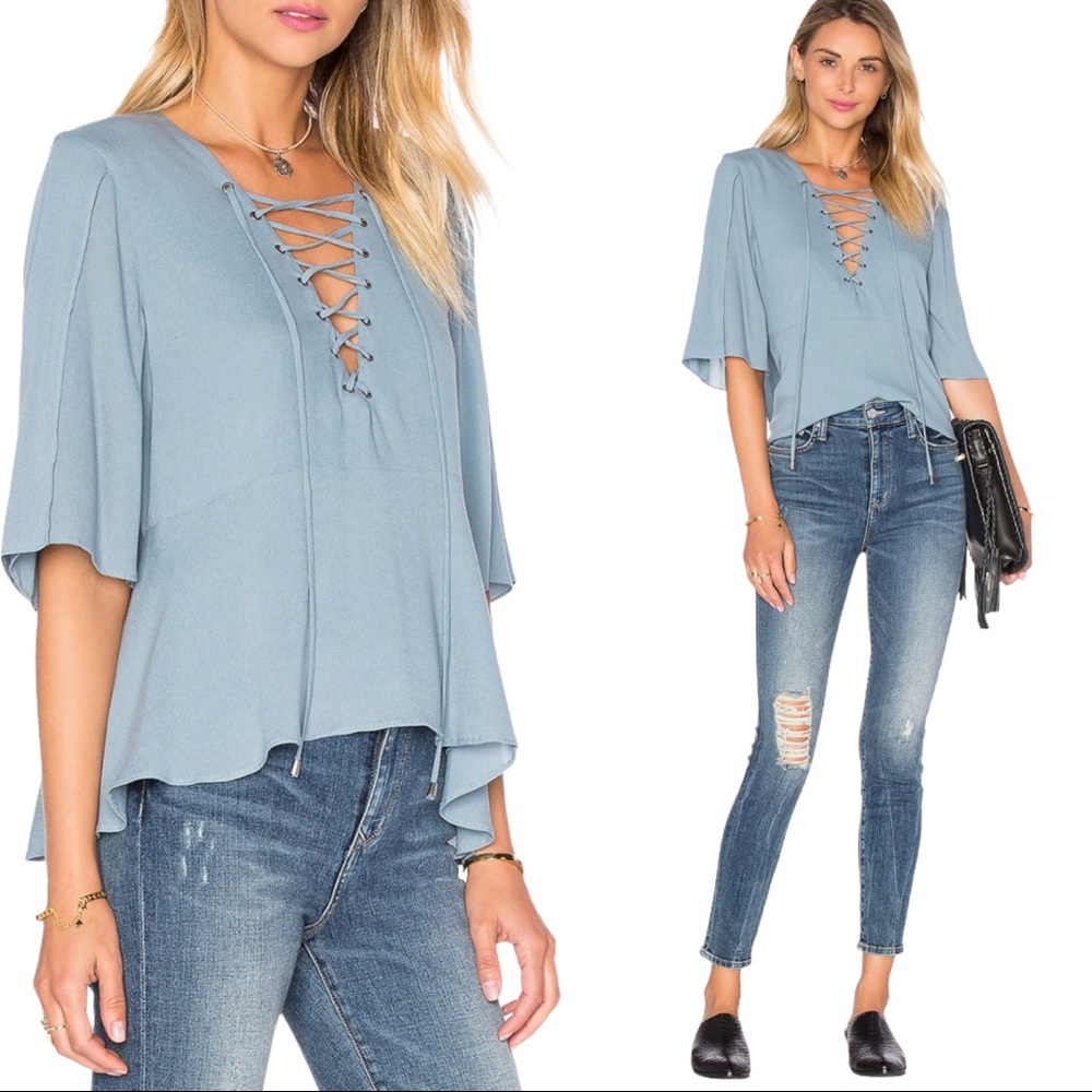 NWT Lovers + Friends Boulevard Top in Dusty Blue